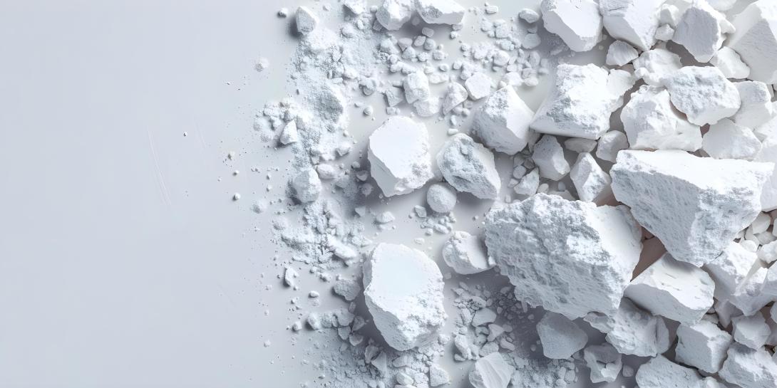 Birds-eye view of powered lime on grey background