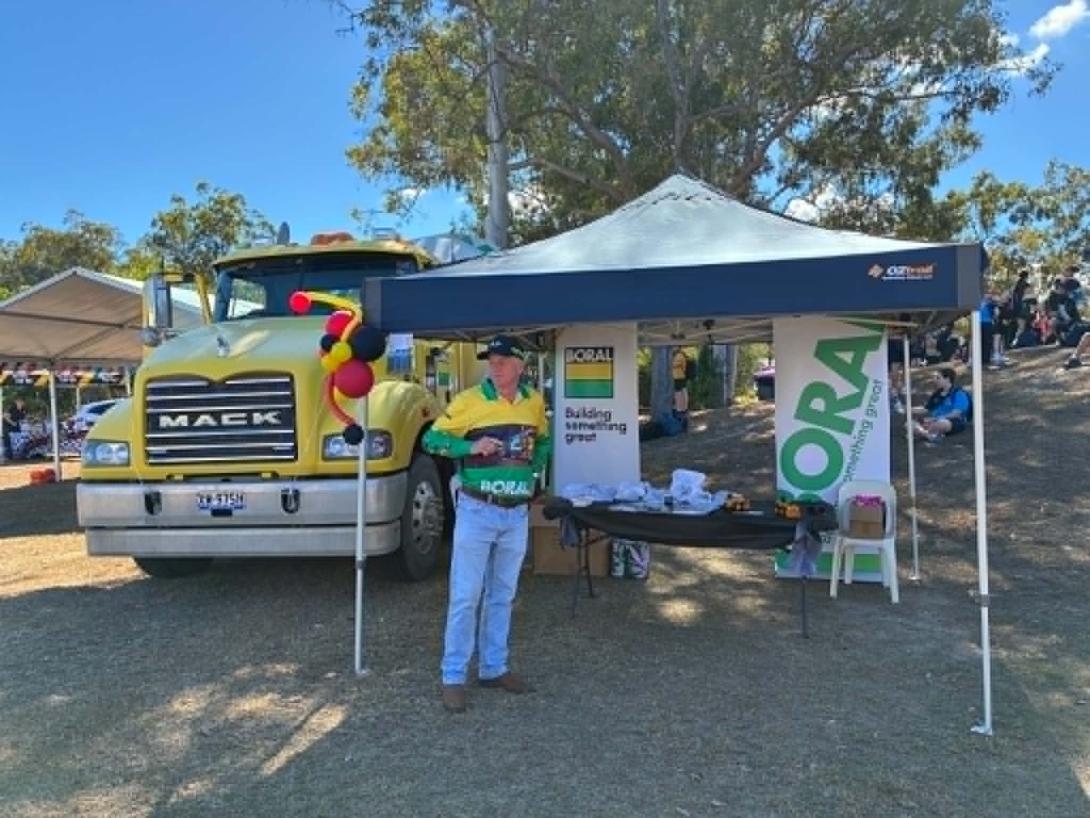 Chris Lewis at the Boral stand during the Dorrie Day Careers Expo in Bundaberg.